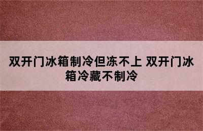 双开门冰箱制冷但冻不上 双开门冰箱冷藏不制冷